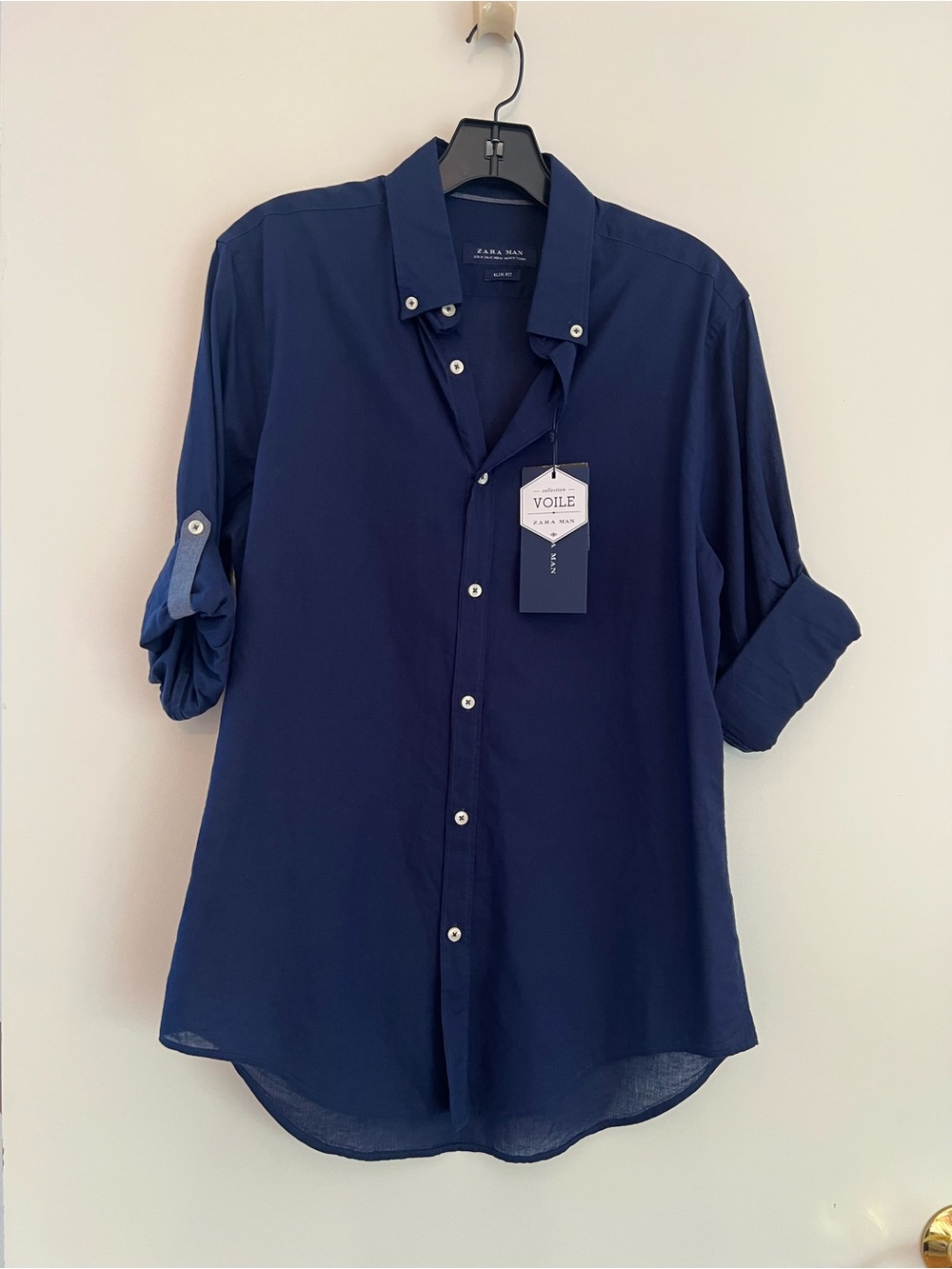 Zara Men’s Dark Blue Button-Down Shirt